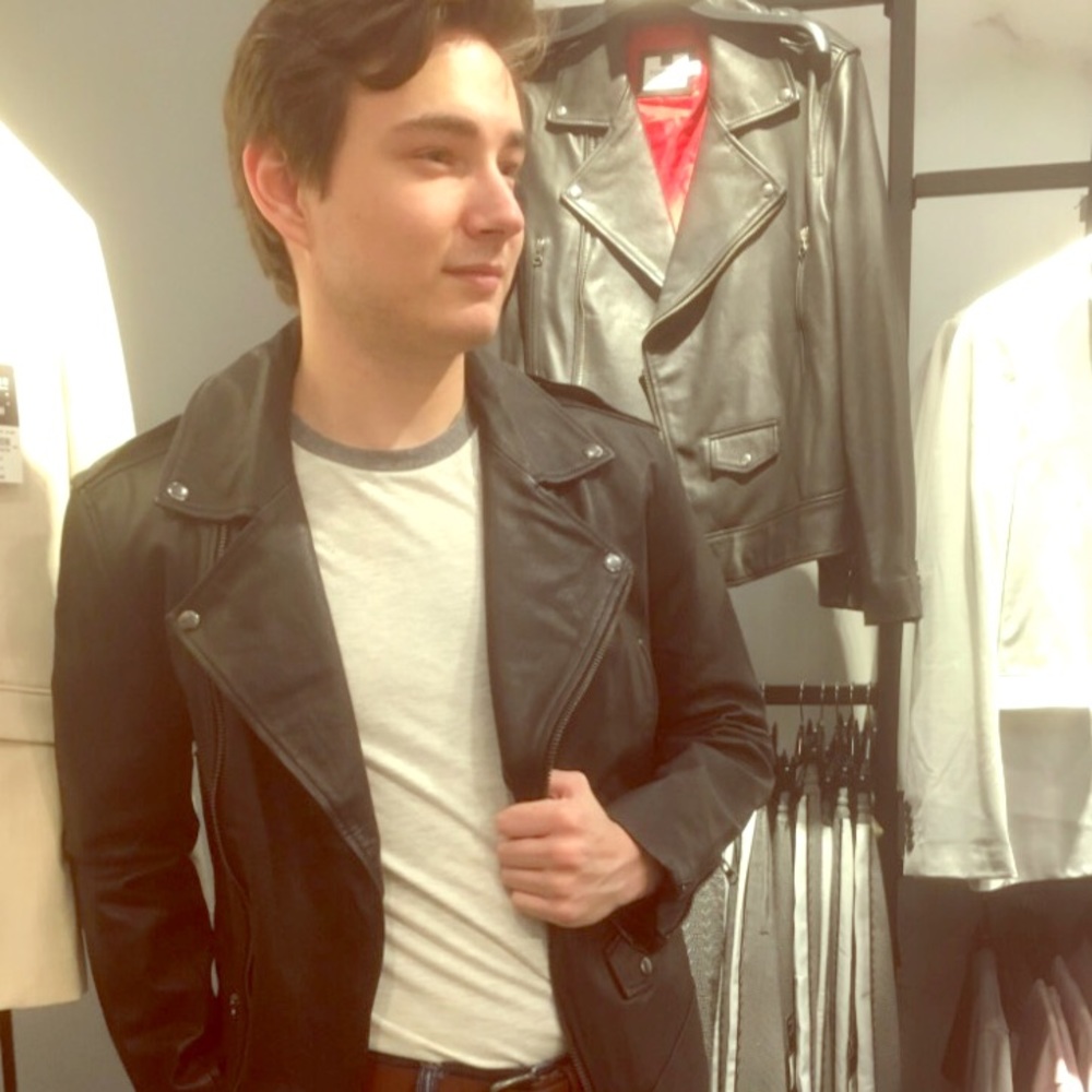 Classic fit leather biker jacket by TOPMAN